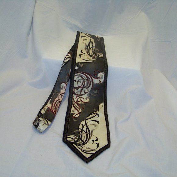 Di Moggio Handmade 100% Pure Silk Red/Black Ribbon Neck tie Made in Korea - Picture 2 of 6